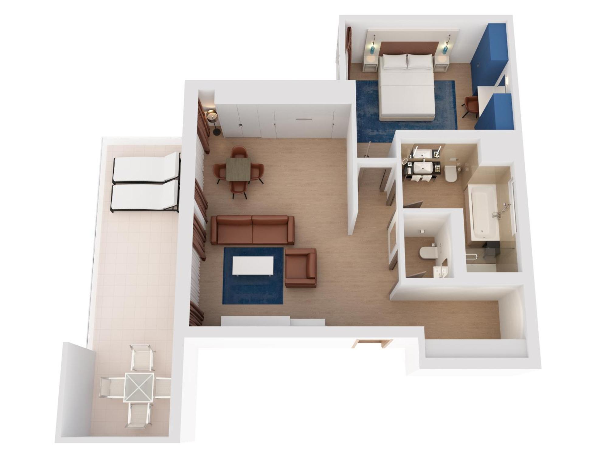 Hilton Rijeka Costabella Beach Resort And Spa Quarto foto A 3D floor plan of a hotel room
